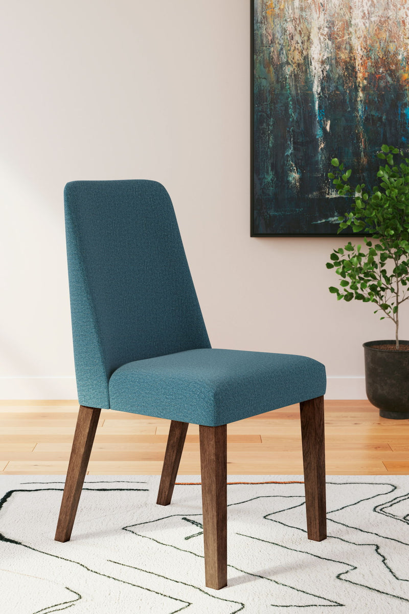 Lyncott - Dining Uph Side Chair (Set of 2) - Blue / Brown - R&R Furniture Gallery (Fountain Valley, CA)