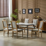 French Country Style Dining Chair With Upholstered Seating And Fluted Legs - R&R Furniture Gallery (Fountain Valley, CA)