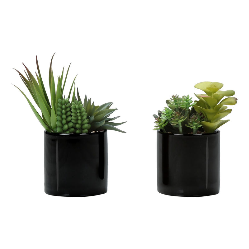 Set of 2 artificial succulent plants from 8th Street, realistic green faux plants with textured leaves for home decor.