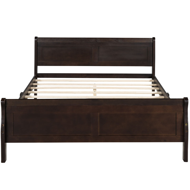 Platform Bed Frame Mattress Foundation Sleigh Bed With Headboard / Footboard / Wood Slat Suppor - R&R Furniture Gallery (Fountain Valley, CA)