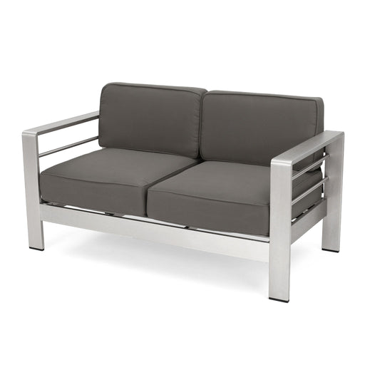 Outdoor Aluminum Loveseat With Cushion - Gray - R&R Furniture Gallery (Fountain Valley, CA)
