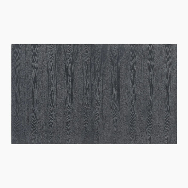 Rustic gray Devingo extendable dining table by Noble House, showing its length and wooden extension mechanism.