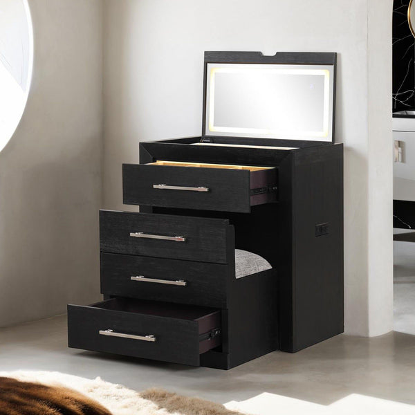 Bedside Vanity Set w/ Stool, Black - FM-AC415BK-V