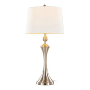 Lumi Source Flint contemporary table lamp set with built-in USB ports, featuring sleek modern design and dual lamps on a shared base.