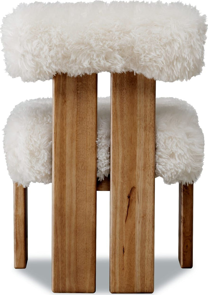 Nia Dining Accent Chair in Sheepskin and Lioness