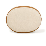 Huche - Cotton Jute and Vegan Leather Oval Ottoman - Natural - R&R Furniture Gallery (Fountain Valley, CA)