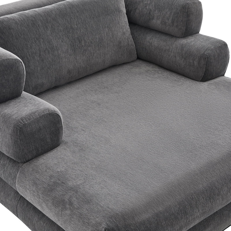 Noble House oversized chaise lounge sofa bed with deep seat and layered armrests, perfect for relaxing and lounging.