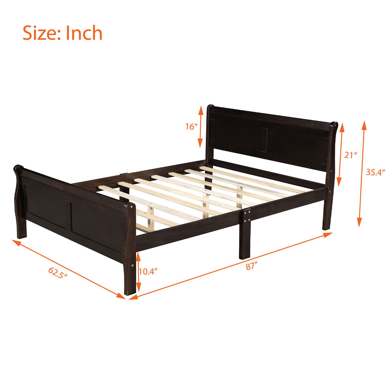 Platform Bed Frame Mattress Foundation Sleigh Bed With Headboard / Footboard / Wood Slat Suppor - R&R Furniture Gallery (Fountain Valley, CA)