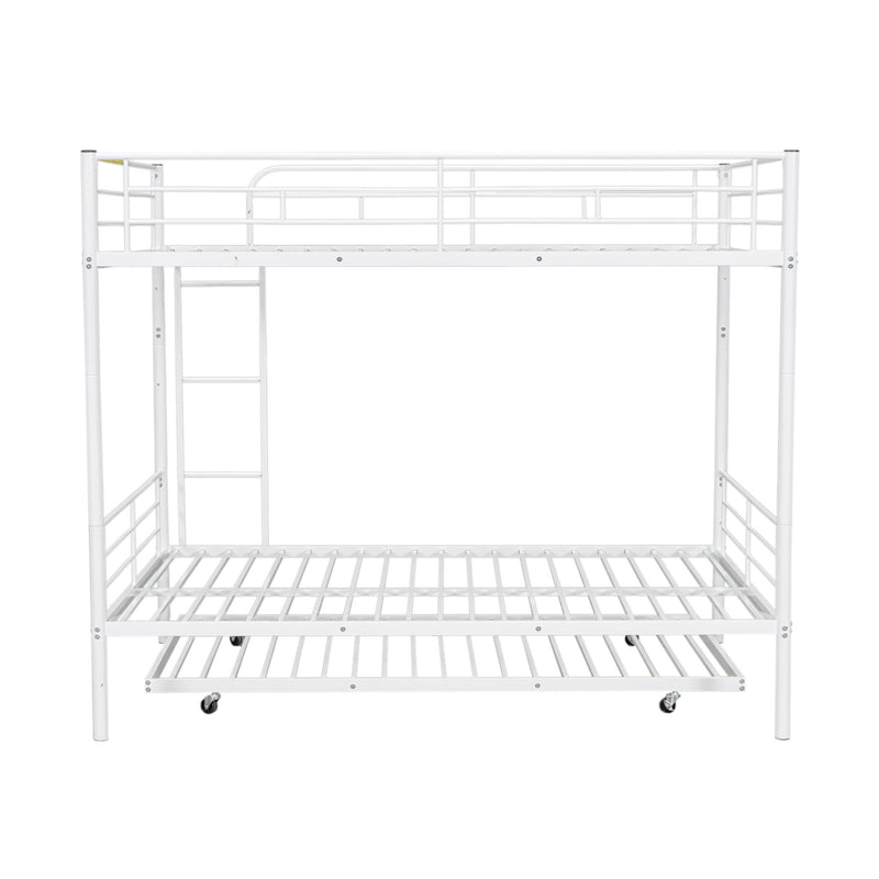 DreamHaus steel construction bunk bed with sturdy frame, twin beds on top and bottom, ideal for space-saving sleeping solutions.