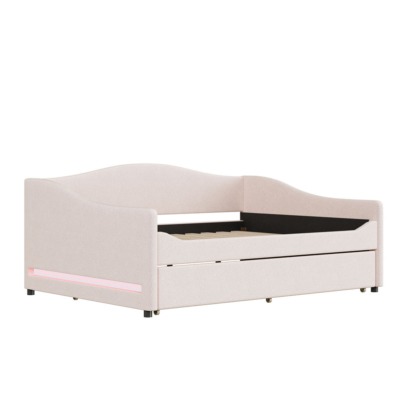 Upholstered Daybed With Light And Trundle - R&R Furniture Gallery (Fountain Valley, CA)