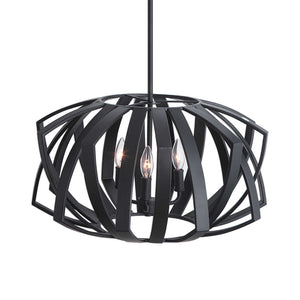 Black Thales geometric 3-light pendant fixture by Uttermost, featuring modern pendant lighting design with sleek black finish.