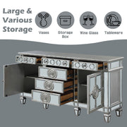 Varian - 36" Server - Mirrored & Antique Platinum - R&R Furniture Gallery (Fountain Valley, CA)