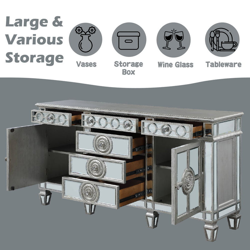 Varian - 36" Server - Mirrored & Antique Platinum - R&R Furniture Gallery (Fountain Valley, CA)