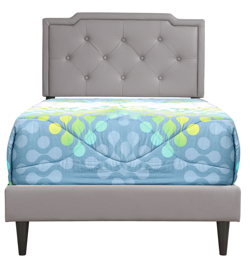 Button tufted upholstered bed by Glory Furniture with a cozy, elegant design and plush fabric for comfortable bedroom decor.