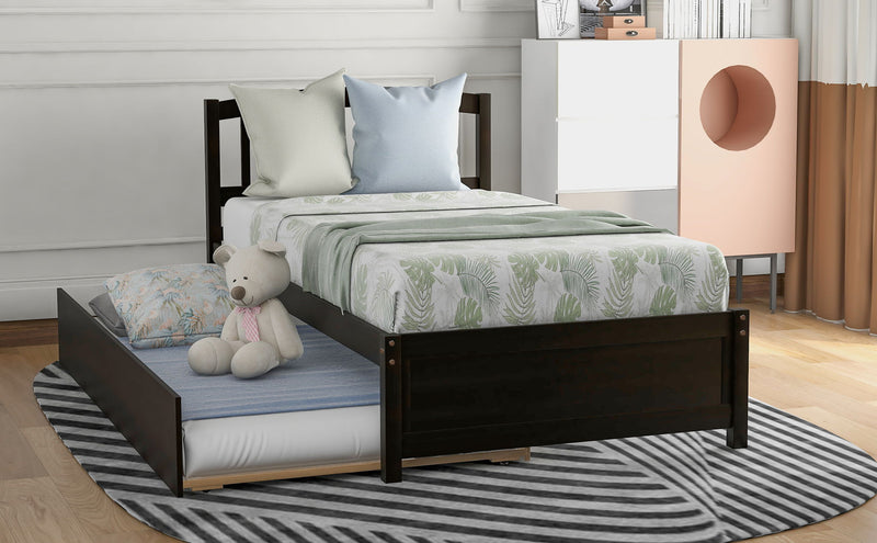Platform Bed Wood Bed Frame With Trundle - R&R Furniture Gallery (Fountain Valley, CA)