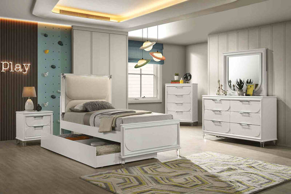 Lareina - Full Bed w/ Trundle, Pearl White