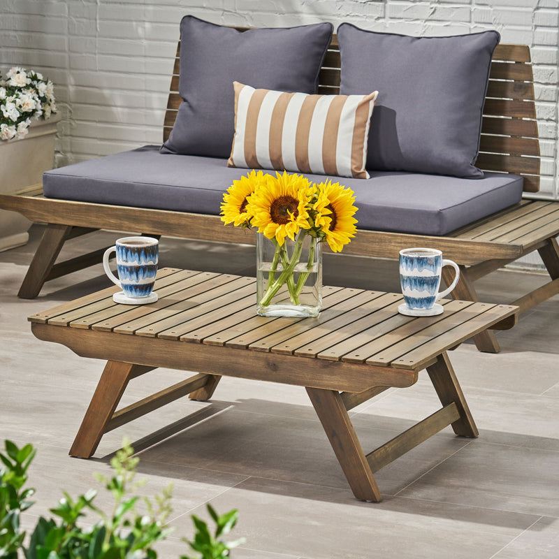 Outdoor Acacia Wood Coffee Table With Open Slat Design - R&R Furniture Gallery (Fountain Valley, CA)