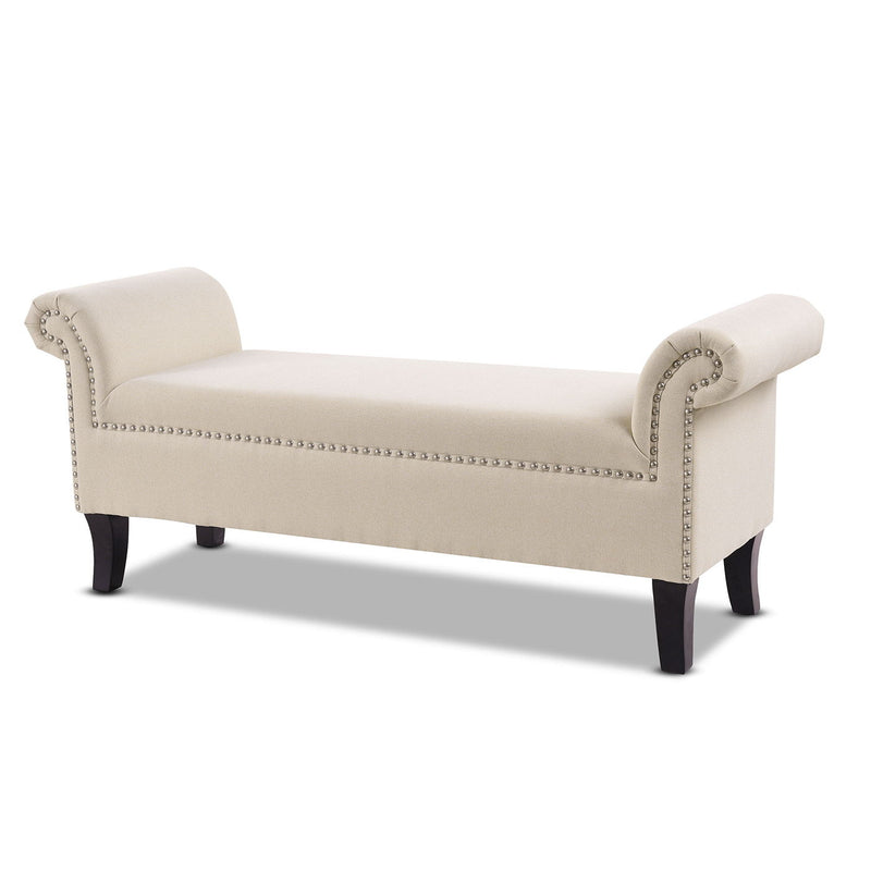 Kathy - Roll Arm Entryway Accent Bench - Sky Neutral Beige - R&R Furniture Gallery (Fountain Valley, CA)