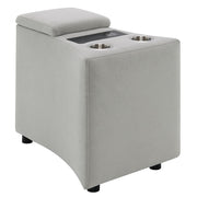 Emee - Console With USB - Gray Corduroy - R&R Furniture Gallery (Fountain Valley, CA)