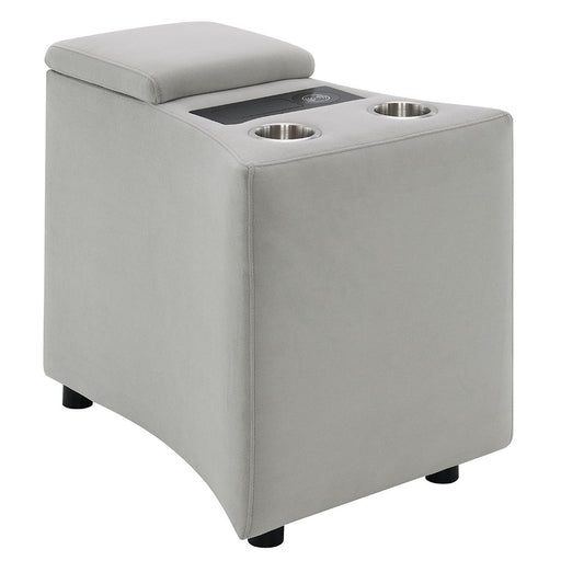 Emee - Console With USB - Gray Corduroy - R&R Furniture Gallery (Fountain Valley, CA)