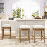 Lucia - Backless Upholstered Counter Stool With Frame - Ivory White - R&R Furniture Gallery (Fountain Valley, CA)
