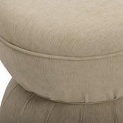 Tomlin gaming ruched upholstered ottoman by TOV Furniture with plush fabric and stylish design in a modern living room setting.
