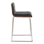 Lumi Source Mason Mara contemporary fixed height counter stool set with sleek design, black seats, and wooden legs.