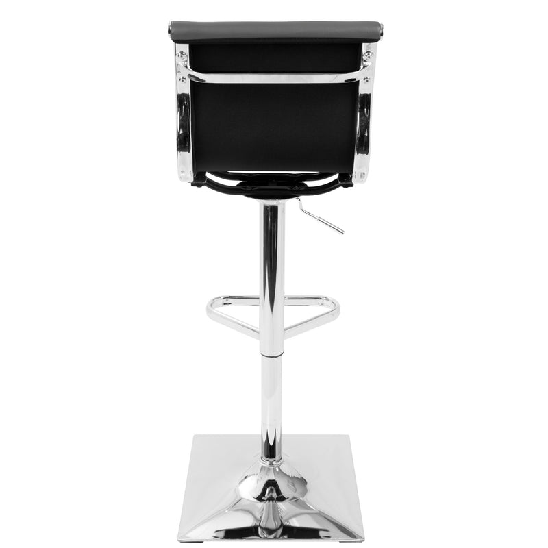 Lumi Source Masters contemporary adjustable barstool with swivel, bar height 28-30 inches, featuring modern design and cushioned seat.