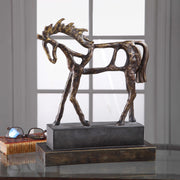 Dark brown Titan Horse sculpture by Uttermost, detailed figurine with realistic horse features and textured surface.