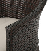 Set of two Noble House Hillhurst outdoor chairs with weather-resistant cushions, perfect for patio relaxation.