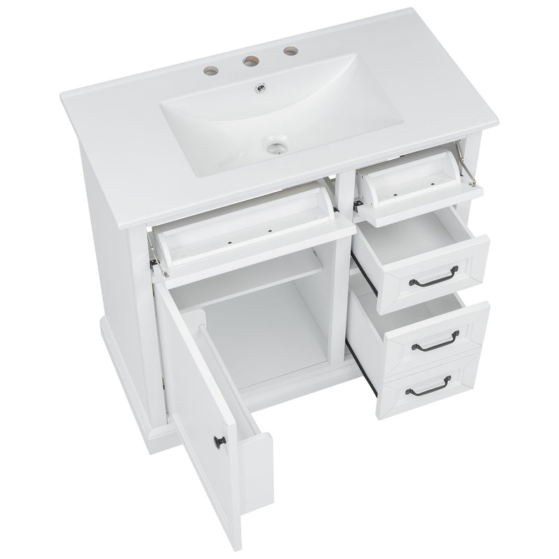 36" Bathroom Vanity With Sink, 2 Tip-Out Drawers, Soft Close Hinges - R&R Furniture Gallery (Fountain Valley, CA)