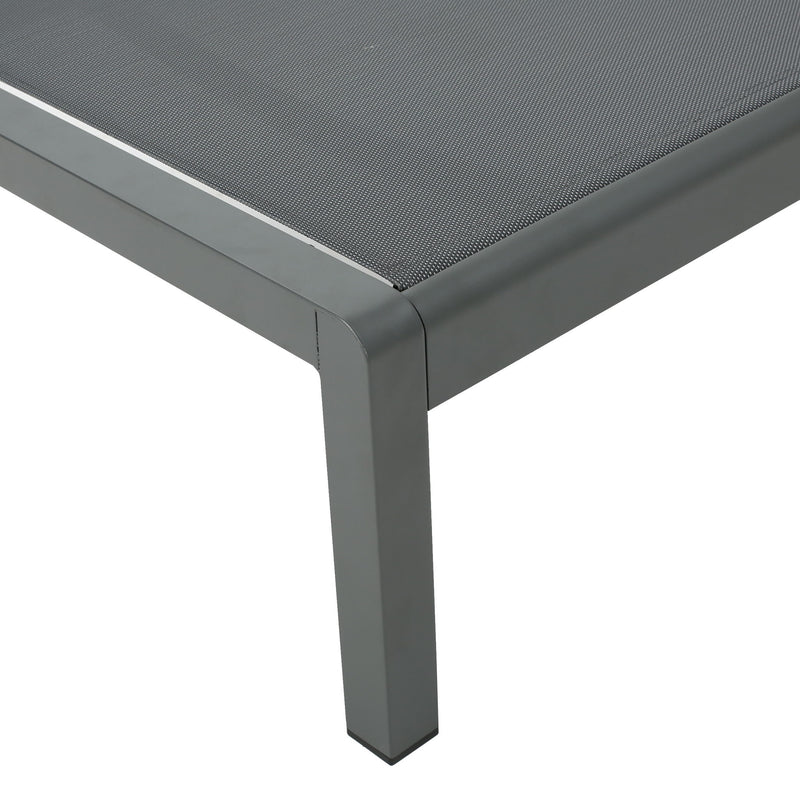 Noble House outdoor patio chaise lounge with five reclining positions, featuring cushioned seating and a sturdy frame.
