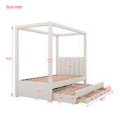 Upholstery Canopy Platform Bed With Trundle And Three Storage Drawers - R&R Furniture Gallery (Fountain Valley, CA)