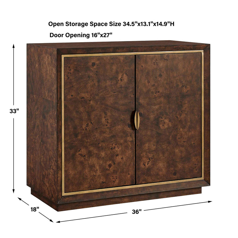 Flores - Burl Wood 2 Door Cabinet - Brass,Woodtone