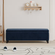 Noble House upholstered storage ottoman bench with cushioned top and wooden legs, ideal for living room or entryway seating and storage.