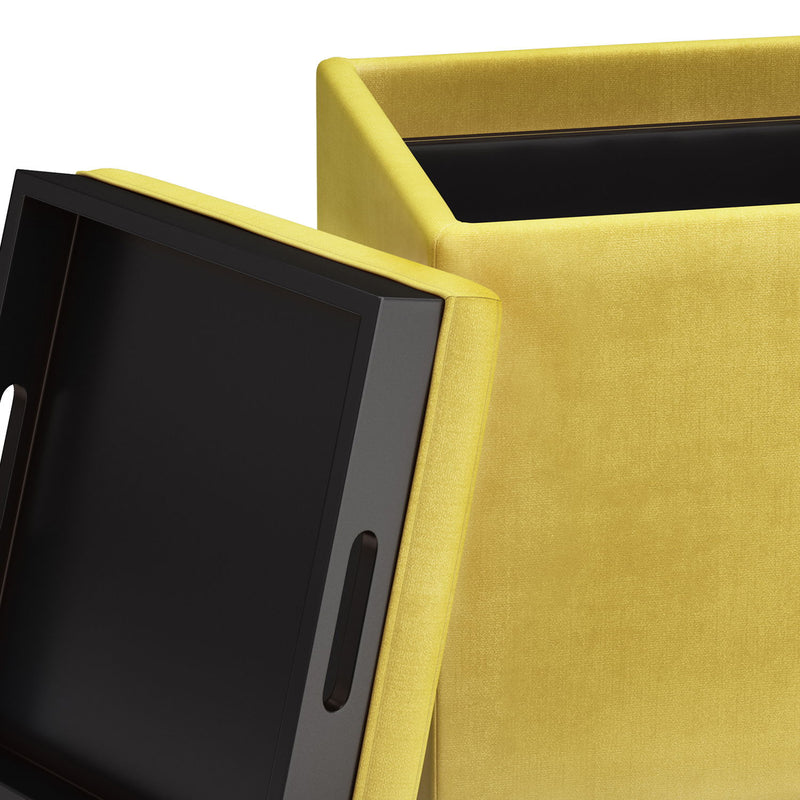 Rockwood - Upholstered Cube Storage Ottoman With Tray - R&R Furniture Gallery (Fountain Valley, CA)