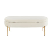 Lumi Source Chloe contemporary glam storage bench with plush upholstered top and sleek wooden legs, ideal for modern home decor.