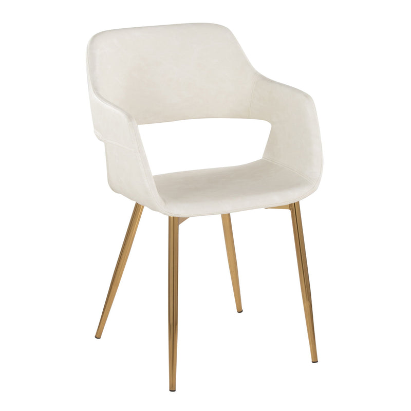 Pair of Lumi Source Margarite contemporary versatile dining chairs in a modern design, set of two, with sleek wooden legs and upholstered seats.