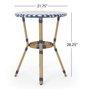 French Bistro Table Outdoor Elegance - White / Blue - R&R Furniture Gallery (Fountain Valley, CA)