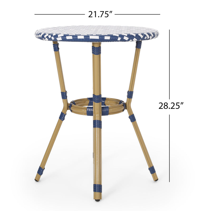 French Bistro Table Outdoor Elegance - White / Blue - R&R Furniture Gallery (Fountain Valley, CA)
