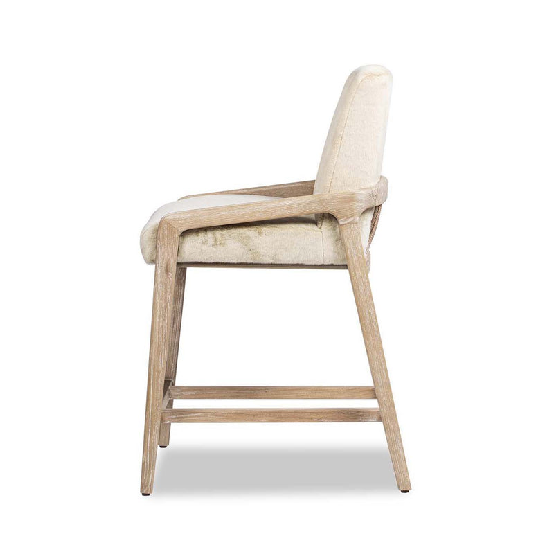 Arizona - Solid Ash Upholstered Counter Stool With Rope Detail - Creme De La Creme White - R&R Furniture Gallery (Fountain Valley, CA)