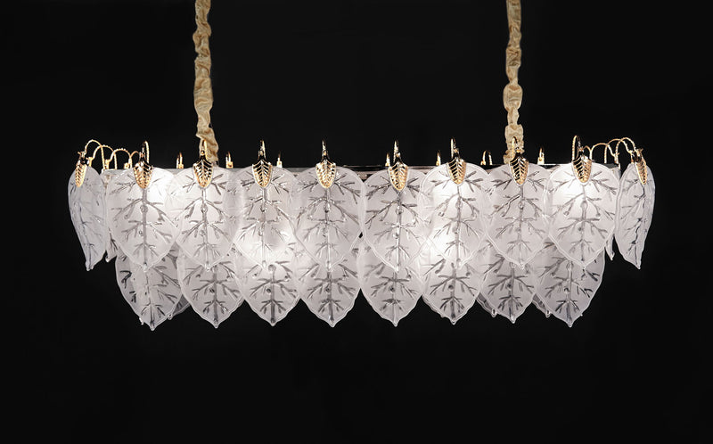 Michael Amini Lighting - Autumn 12-Light Rectangular Chandelier - Frost / Gold