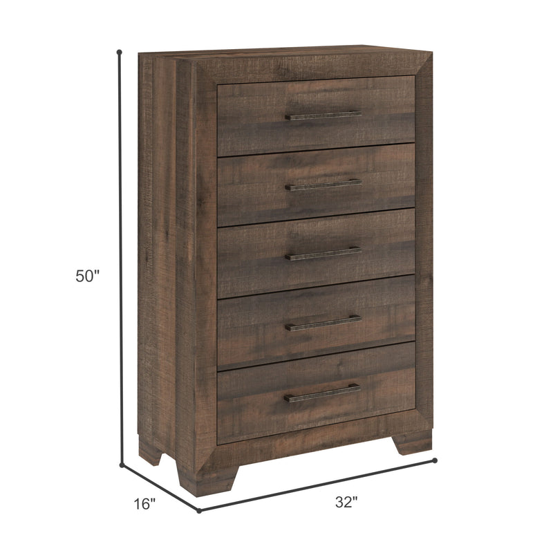 5 Drawer Chest With Casual Style - Brown - R&R Furniture Gallery (Fountain Valley, CA)