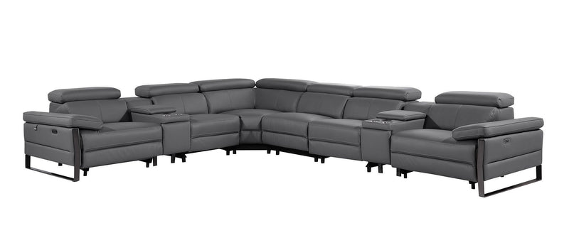 1246 - 8-Piece L-Shaped Modular Power Reclining Sectional With 4 Power Recliners And Power Headrests