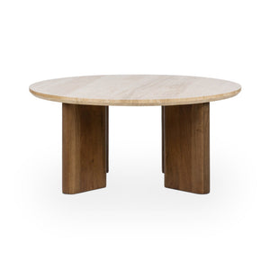Idella - Travertine Round Table - R&R Furniture Gallery (Fountain Valley, CA)