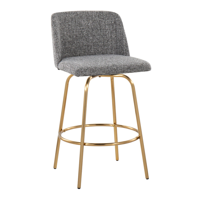 Toriano - Contemporary, Fixed Height Counter Stool With Swivel With Round Footrest (Set of 2) - R&R Furniture Gallery (Fountain Valley, CA)