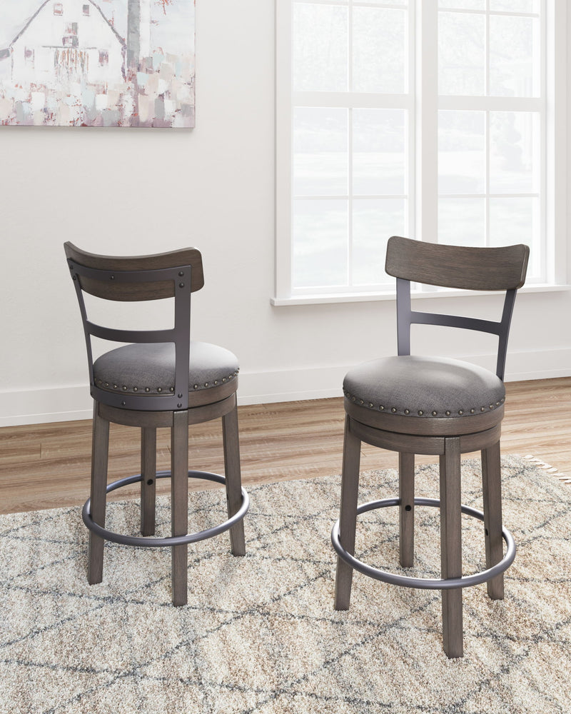Caitbrook - UPH Swivel Barstool  - Gray - R&R Furniture Gallery (Fountain Valley, CA)