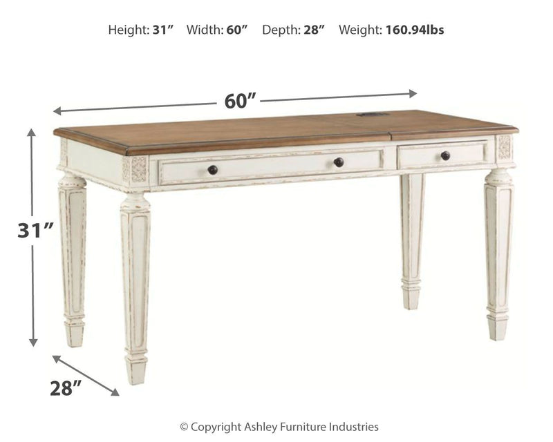 Realyn - Home Office Lift Top Desk - White / Brown - R&R Furniture Gallery (Fountain Valley, CA)