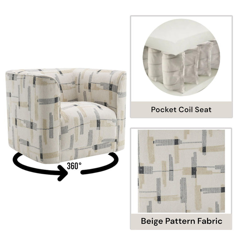 Darya - Chair With Swivel - Beige Pattern Fabric - R&R Furniture Gallery (Fountain Valley, CA)