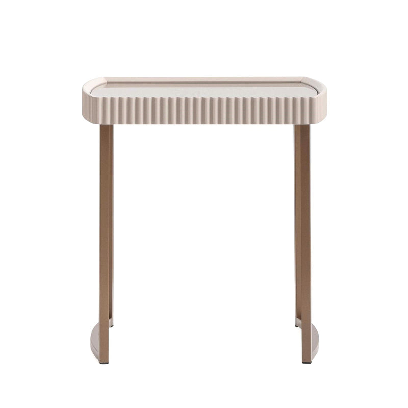 Lisbon - Side Table - Silken Cream / Bronze - R&R Furniture Gallery (Fountain Valley, CA)